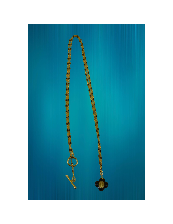 Collier médaille miraculeuse noir et or