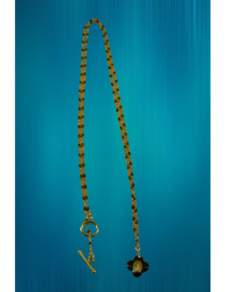 Collier médaille miraculeuse noir et or