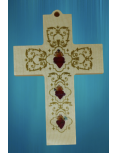 Croix en bois "Cœurs unis"