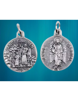 Médaille de saint Gabriel et de l'Ange Gardien en métal argenté