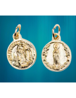 Médaille en métal doré de Notre-Dame de Lourdes