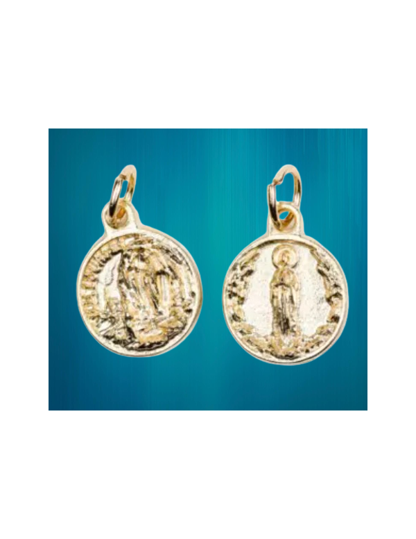 Médaille en métal doré de Notre-Dame de Lourdes