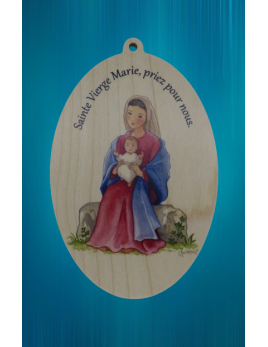 Médaillon en bois de la Vierge Marie