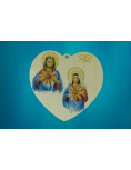 wood medallion of Sacred Heart of Jesus and Mary