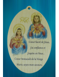 Médaillon en bois - Sacré-Cœur de Jésus et Marie