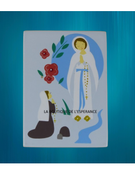 Magnet Notre-Dame de Lourdes et sainte Bernadette en bois peint à la main