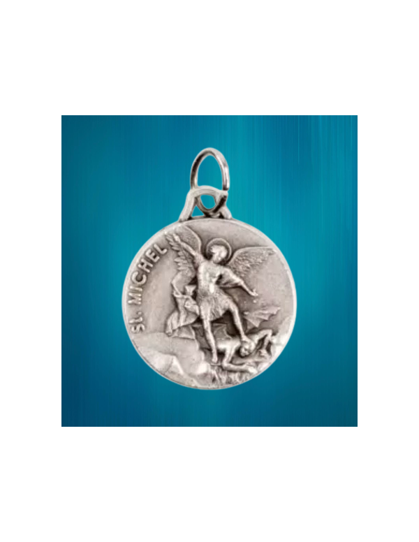 Médaille de saint Michel Archange en métal argenté