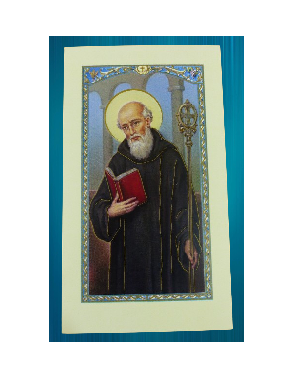 Image de saint Benoît avec une prière au dos.