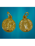 Petite médaille de Notre-Dame de Lourdes en métal doré.