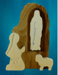 Wooden painting of the grotto of Lourdes